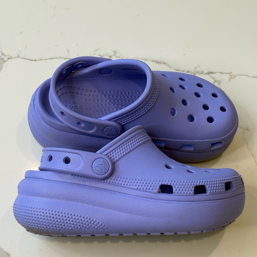 Kids Purple Iconic Platform Cutie Croc Clogs | Size 12